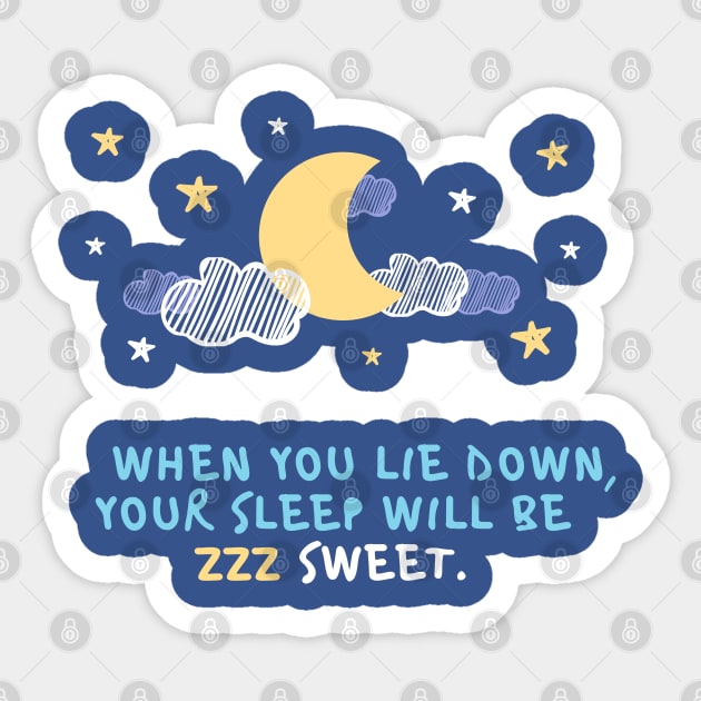 When you laid down, your sleep will be sweet - blue stars, cloud and moon at night Sticker by Mission Bear